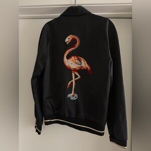 Marc Jacobs Flamingo Graphic Satin Coach Jacket (Made in Italy)